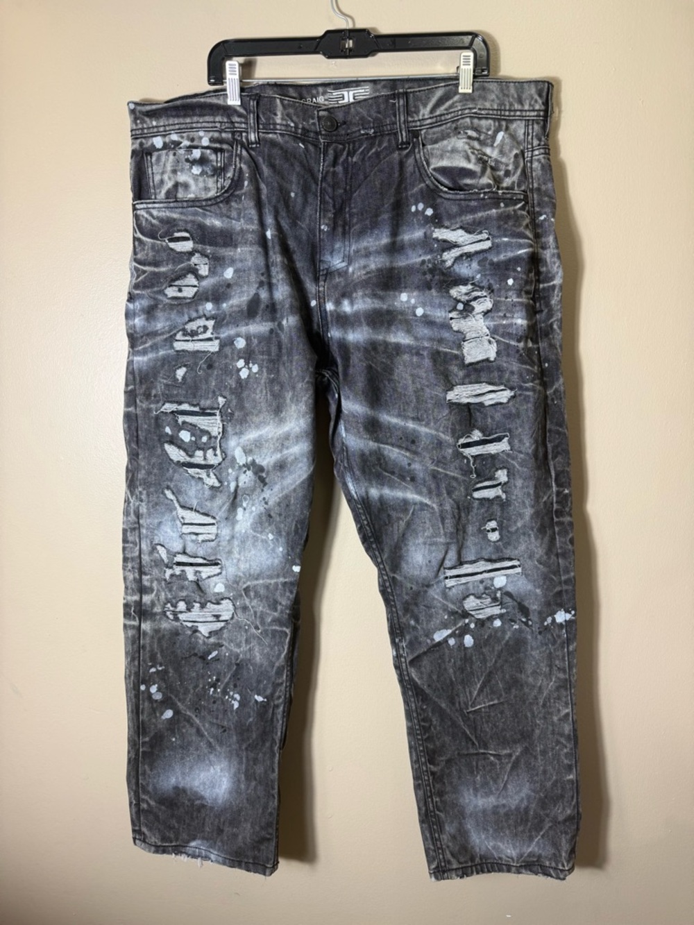 Jordan Craig Collins Jeans 42x32 Distressed Paint Splatter Y2K Grunge